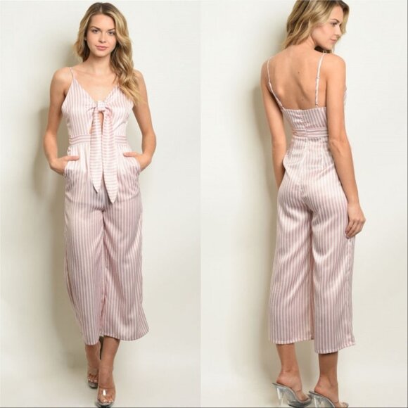 PINK STRIPED JUMPSUIT - Picture 1 of 1
